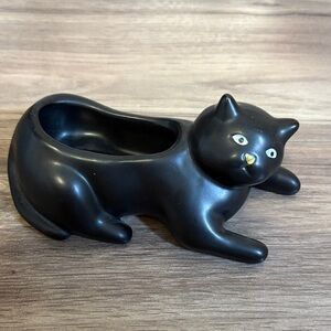 Kikkerland Ceramic Cosmo The BLACK CAT Planter 2.5" tall x 5.5" x 2.7"